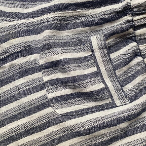 Per Se Blue Striped Cropped Linen Blend Tie Waist Beachy Boho Pants XL - Picture 8 of 12